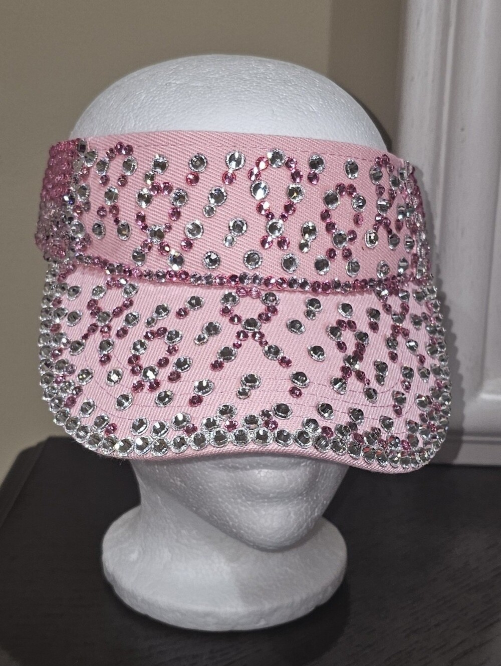 Breast Cancer Awareness Elegant Pink Rhinestone Sun Visor